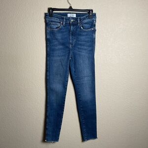 We The Free Womens  26 High Rise Skinny Blue Denim Jeans Stretch Raw Hem‎ Ankle